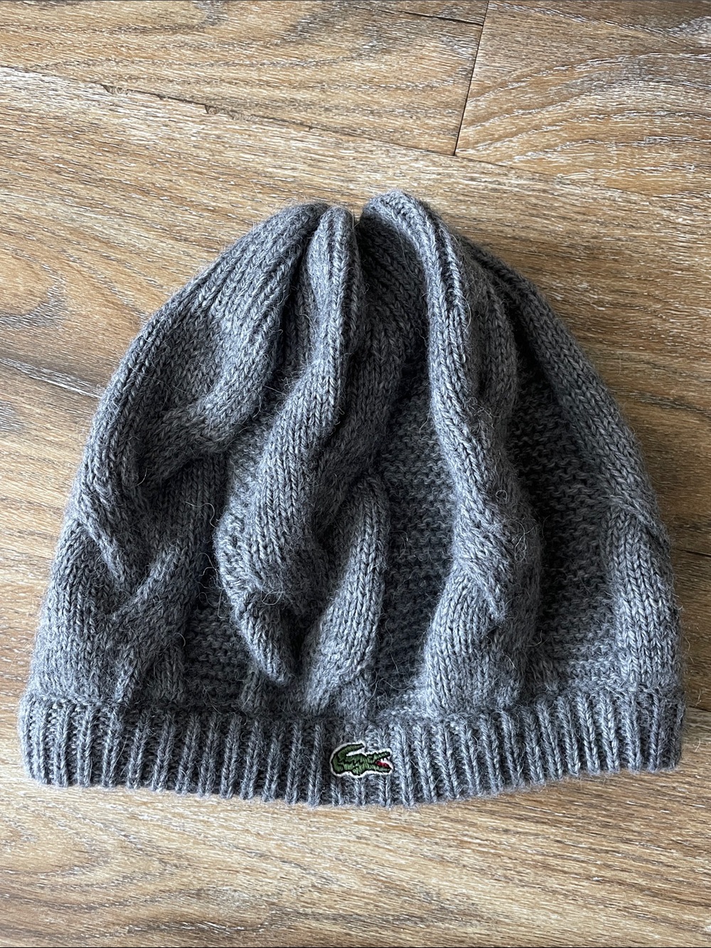 Lacoste 50% Alpaca Made in Peru Cable Knit Beanie